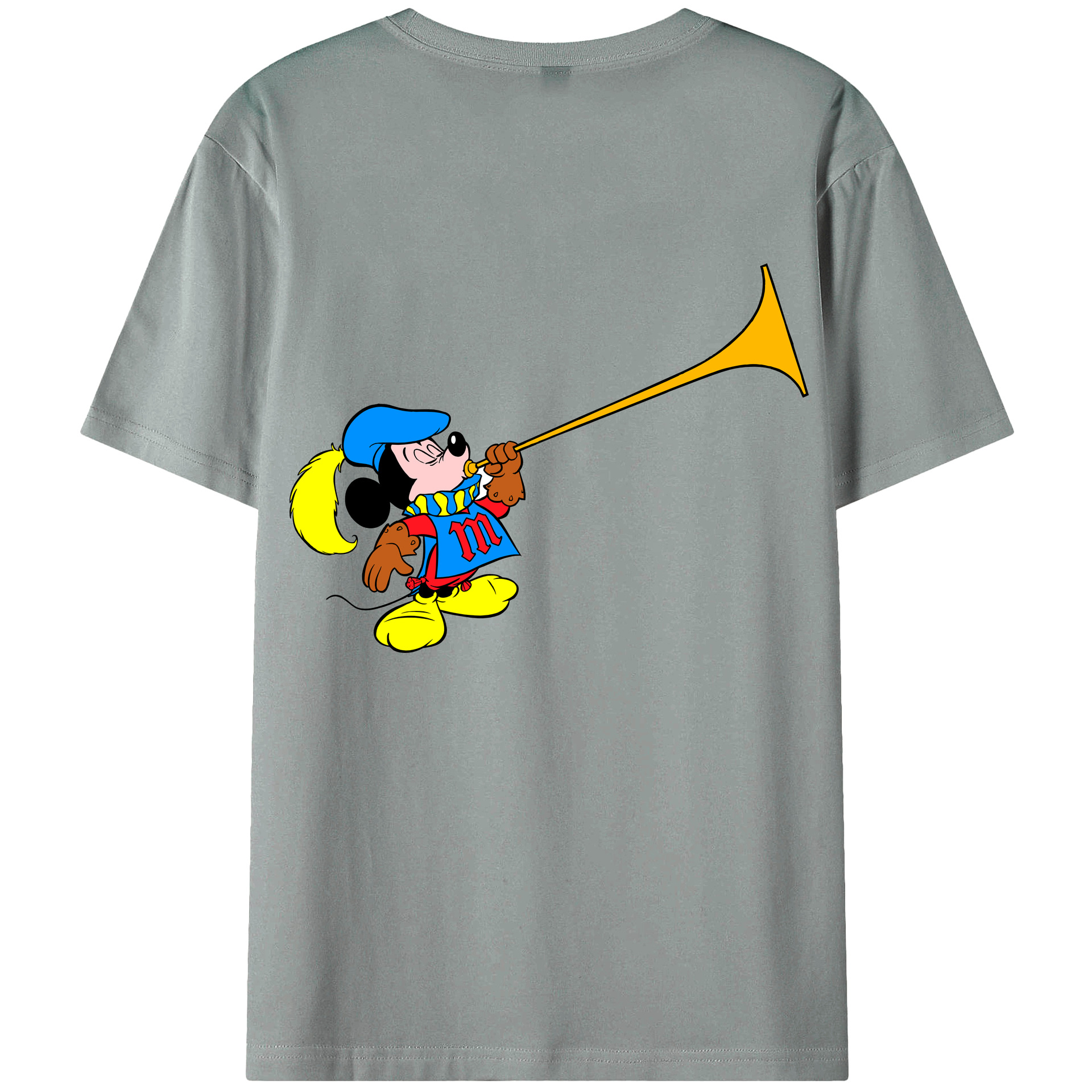 ミッキーマウス Mickey Mouse 綿100％ メンズ半袖Tシャツ（バックプリント） 通気性